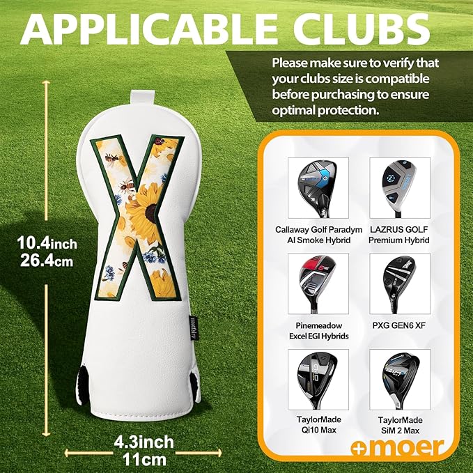 Golf Club Cover for Driver Fairway Wood Hybrid Mallet Putter Cover, Wootfairy Golf Club Headcovers Waterproof Leather White Accessories Compatible with Taylormade Odyssey and More Brand