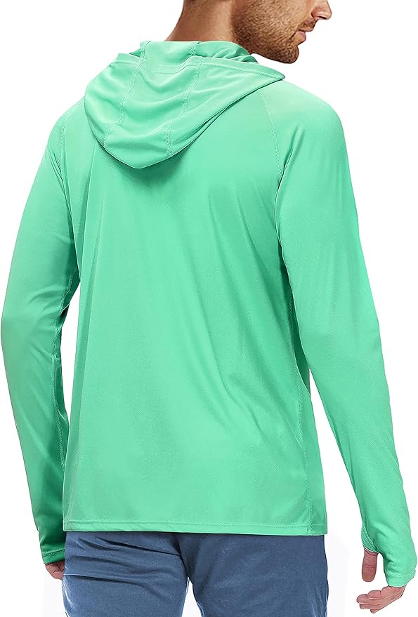 Roadbox UPF 50+ Fishing Shirts for Men, Long Sleeve UV Sun Protection Hoodie, Outdoor Hiking Running Swimming Rash Guard