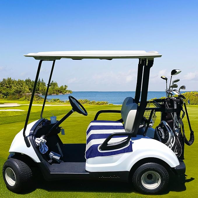 YOKYHOM Golf Cart Seat Covers, Blue Golf Cart Seat Towel Blanket Keeps Seat Comfortable and Clean, 100% Microfiber, 51''x 31'', for EZGO, Yamaha, Club Car and More 2-Seat Golf Carts