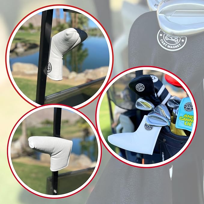 Classic Blade and Mallet Putter Headcovers with Madson Golf Cart Magnet for Secure Positioning and Quick Access, Protective PU Leather Head Covers, Magnetic Golf Accessories