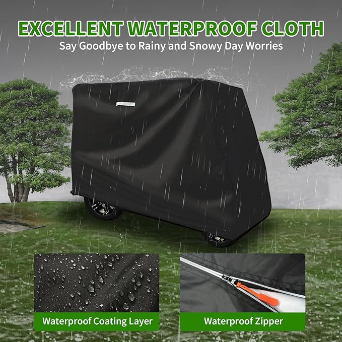 Tecoom Golf Cart Enclosure 2/4/6 Passenger, Golf Rain Cover 600D Waterproof Snowproof, Door Zippers, Clear Windows and Windproof Hooks, Universal Fit for EZGO, Yamaha, Club Car