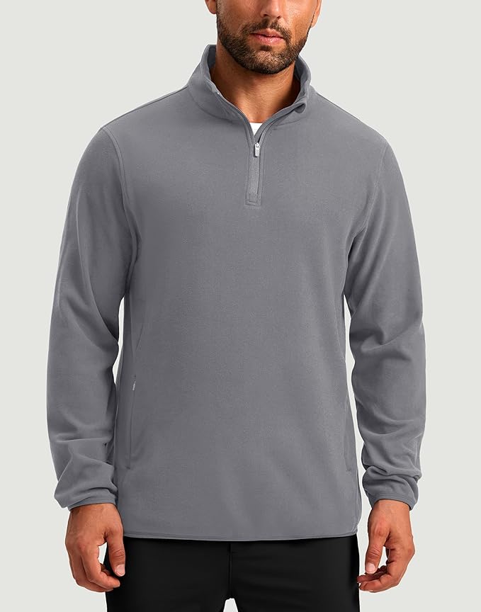 G Gradual Mens Quarter Zip Pullover Fleece with 2 Zipper Pockets Long Sleeve Golf Shirt Winter Athletic Sweater Lightweight
