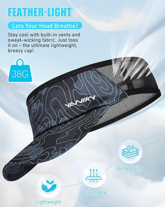Sports Sun Visor Hats for Women Men Lightweight Breathable Cooling Stretchy Visors Foldable UPF 50+ for Running Tennis Golf