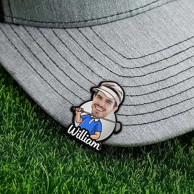Personalized Golf Ball Marker Cartoon Funny Custom Head Photo Magnetic Golf Ball Markers Hat Clip Golf Accessories Birthday for Women Men Golfers