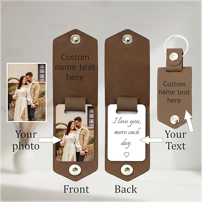 Custom Keychains with Picture Personalized Photo Logo Text Customized Key Chain for Boyfriend Dad Men Women Gifts