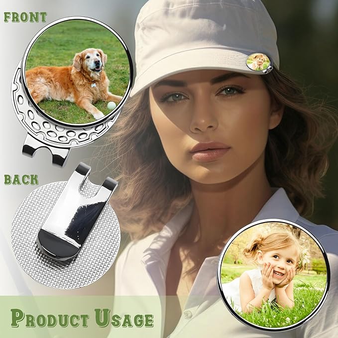 Personalized Golf Marker Hat Clip, Custom Magnetic Golf Hat Clip with Photo Name Text Logo, for Men, Women and Golfers