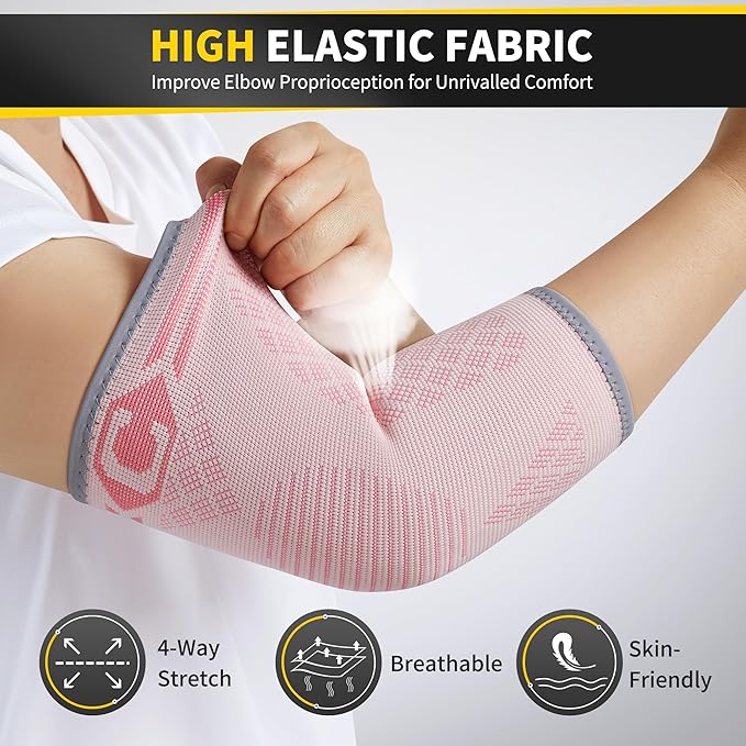 CAMBIVO 2 Pack Elbow Brace for Tendonitis, Tennis Elbow Compression Support Sleeve for Golfers Elbow Pain Relief, Arthritis, Bursitis, Workout, Weightlifting