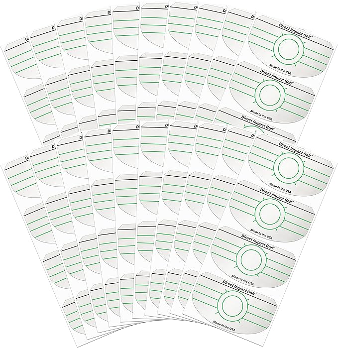 Ultra-Thin Golf Impact Tape by Direct Impact Golf: Combo Pack (100 Driver+100 Iron) Ultra-Thin Golf Impact Tape Labels for Accurate Swing Analysis and Shot Feedback