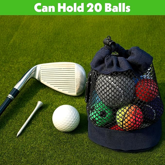 2pcs Golf Ball Pouch, Multifunctional Golf Ball Bag, Nylon Mesh Golfs Balls Bags, Suitable for Table Tennis Balls, Children's Toy Storage, and Diving, Black,Navy Blue