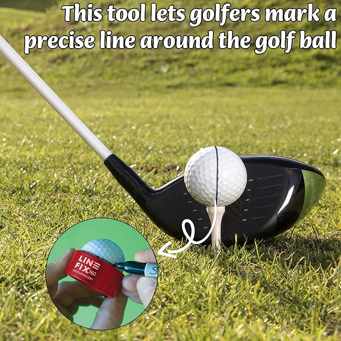 LineFix360 (RED) Golf Ball Alignment Marker – Precision 360° Line Tool for Enhanced Putting Accuracy
