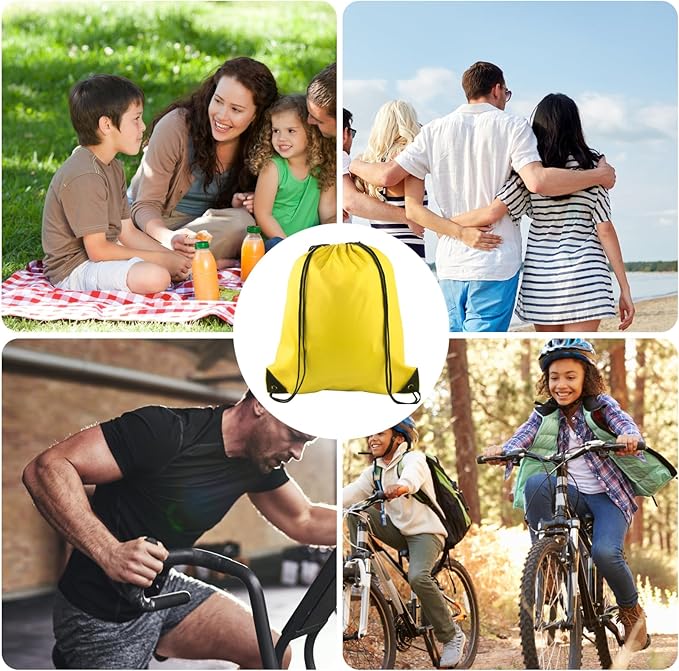 KUUQA 25Pcs Yellow Drawstring Bags - String Backpacks for Gym, Sport, Traveling