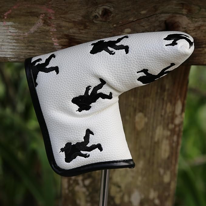 Golf Club Headcover, Premium Leather Embroidery Mallet Putter Cover Blade Head Covers, Stylish Golf Accessories, Great Golf Gifts for Men and Women Golfers
