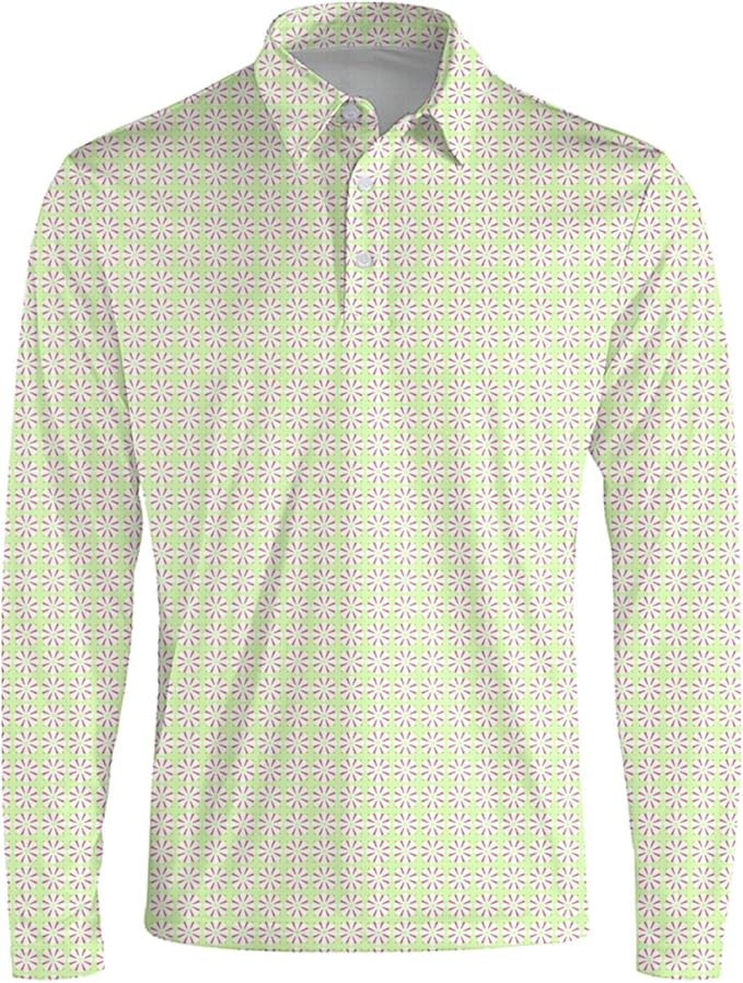 Men's Long Sleeve Golf Shirt Quick Dry 3 Button Work Fishing Outdoor Casual Collar Shirt