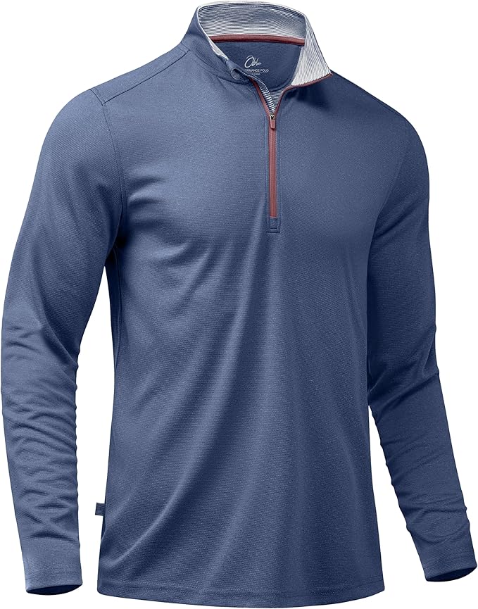 Obla Golf Quarter Zip Pullover for Men Mock Neck Sweatshirt Lightweight Sun Protection Men's Long Sleeve Golf Shirt