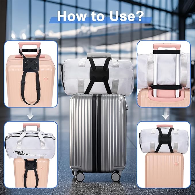 Chelmon 2 Pack Luggage Straps, Ajustable Elastic Bungee Belt for Suitcases, Add Extra Bag Easy and Securely for Travel