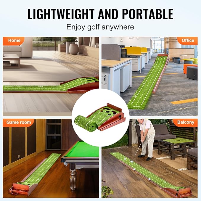 VEVOR Golf Putting Mat, Putting Green Indoor, Putting Matt for Indoors, Sports Spin n Putt Golf Game, Perfect Practice Putting Mat, Golf Putting Mats Practice Auto-Ball Return