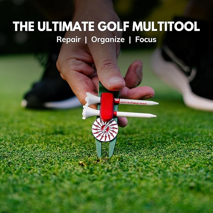 The Byrd Divot Clyp Golf Multitool - Divot Tool & Clip | Organizes Your Tees, Ball Marker & Divot Tool All in One | Essential Golf Gear for Focused Rounds | Golf Accessories for Men (Green)