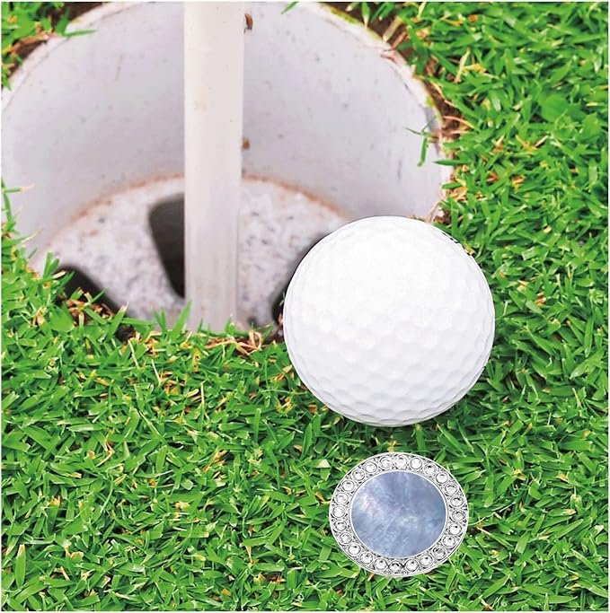 Golf Ball Marker Hat Clip with Pearl Crystal Ball Marker, Golf Accessories, Golf Gifts, Golf Ball Markers for Women