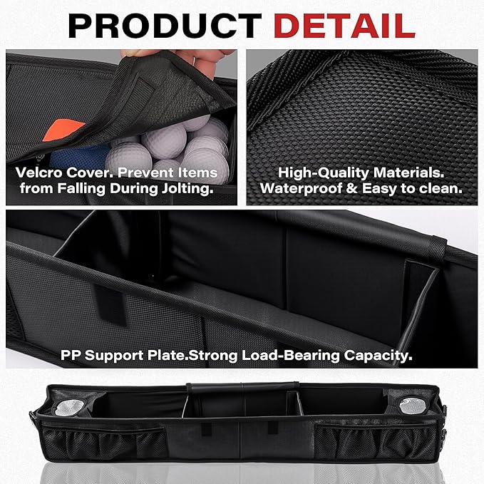 Golf Cart Storage Basket, No-Drilling Golf Cart Front Basket with Cooling Compartment & Adjustable Anti-Slip Buckle Strap, Fits Club Car, EZGO, Drive, Kandi Electric and ICON