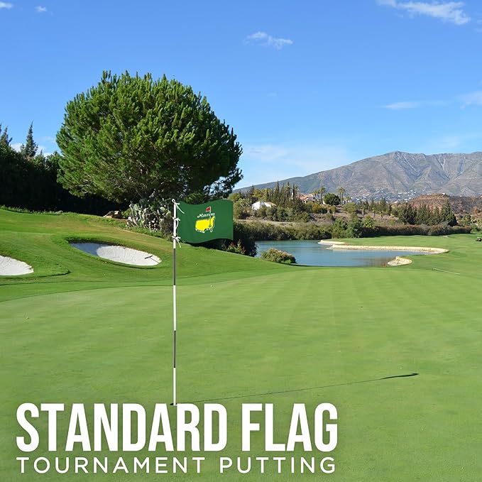 Golf Flag with Grommets, Double-Side Printed Augusta National Flag, 420D Nylon Golf Pin Flags, Putting Green Flags for Golf Course Driving Range Collection, 14" H x 20" L, Green