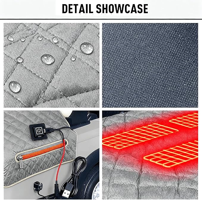 Heated Golf cart seat Cover, 3 Heating Levels and 4 Heating Zones, All-Weather Waterproof Design, Non-Slip Universal fit, USB/Type-C Power Supply, Ideal Golf Gift for Men