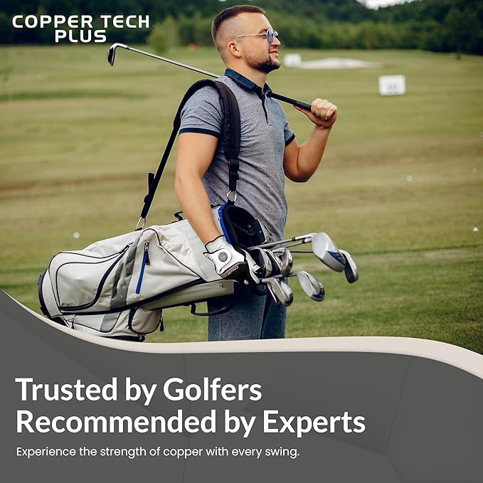 Copper Infused Golf Glove for Men – White/Black – Single Pack – Compression Fit, Arthritis Relief, Non-Slip Grip – USGA Approved