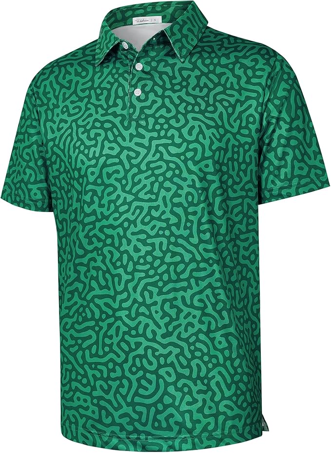 zeetoo Men's Polo Shirts Hawaiian Golf Polos Shirts Short Sleeve Performance Moisture Wicking Mens Golf Shirts