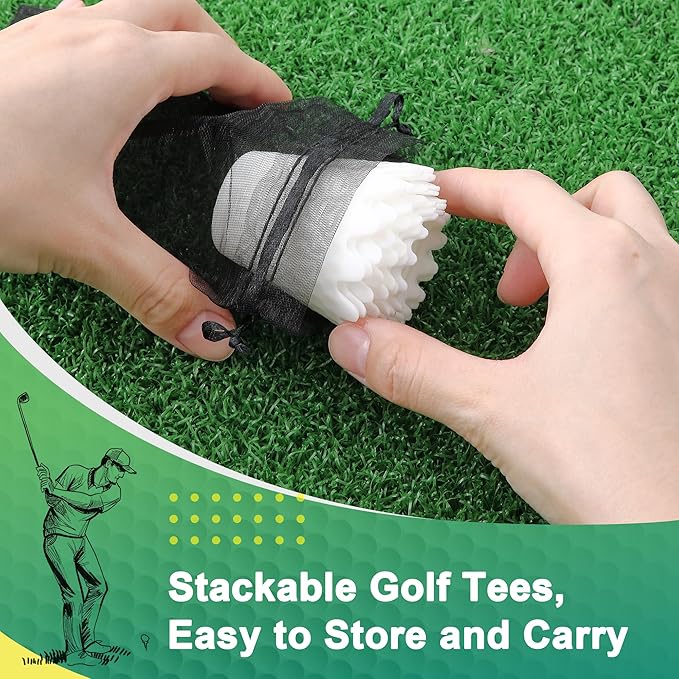 8 Pack ‌Simulator Golf Tees, TPU Unbreakable Material, Height from 1/4" to 2", Suitable for Indoor, Outdoor, Winter, Golf Mats, Turf and Driving Range
