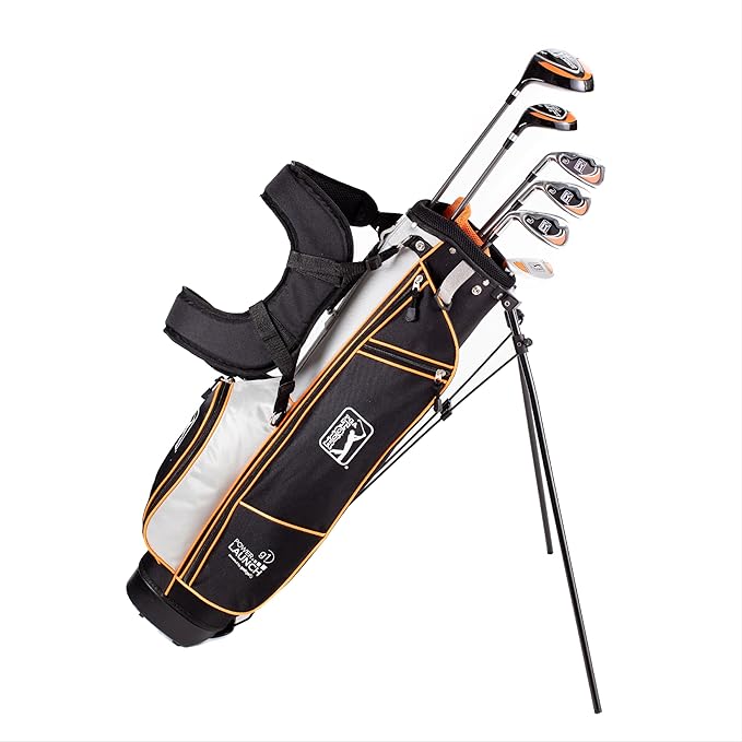 PGA Tour Youth Golf Club Set for Ages 8-12 (4’8”-5’2”) and 12+ (5’2”+), Right and Left-Handed Kids Golf Sets – Beginner Junior Golf Clubs with Lightweight Stand Bag, Mallet Putter, Hybrid, Driver