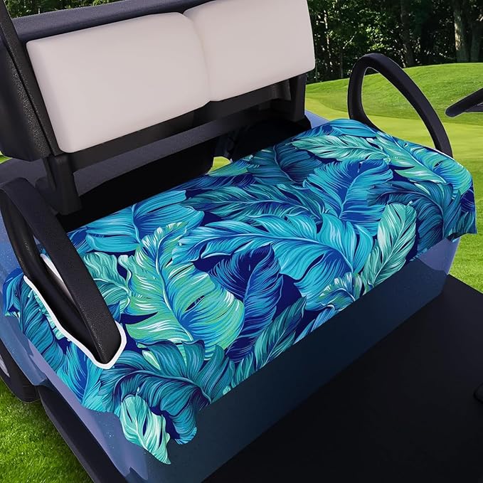AQQA Golf Cart Seat Covers, Tropical Palm Leaf-Boho-Marble Microfiber Golf Cart Seat Blanket, Golf Blanket, Golf Accessories, Golf Cart Seat Towel Fits All 2-Seat Golf Carts, 55"x 32"