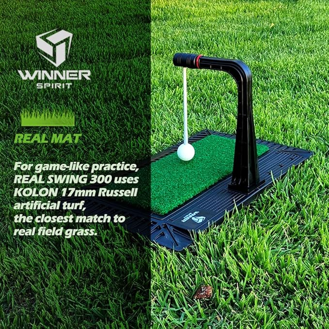 WINNER SPIRIT Real Swing 300 Golf Swing & Hitting Trainer, True Impact, Checking Path After Swing Practice Mat Groover Training Aid, Height Adjustable