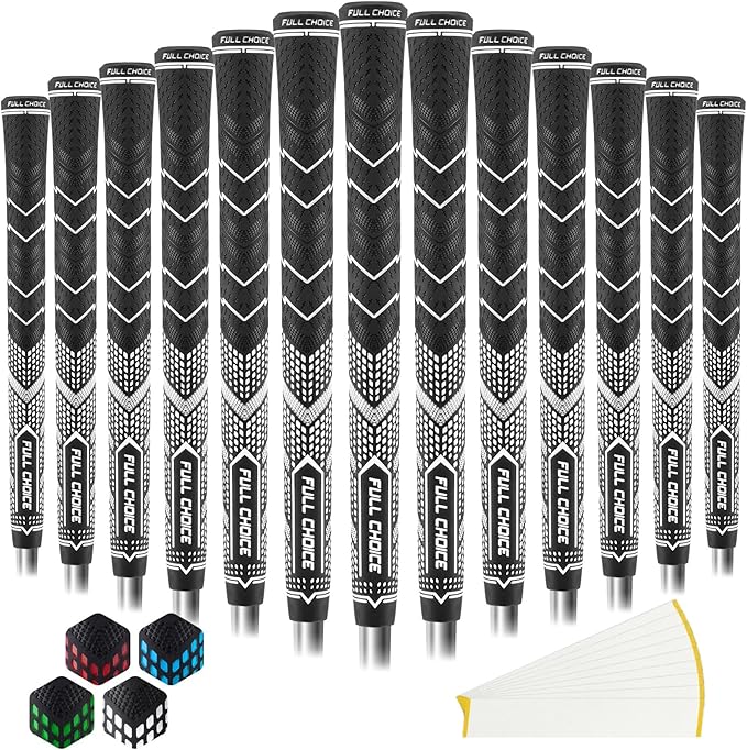 Rubber Golf Grips 13 Pack, High Traction, Non-Slip, Advanced Texture, Choose from 13 Grips or 13 Grips with Regripping Kit, Standard/Mid/Jumbo Size, 4 Colors Available RG01 Golf Club Grips