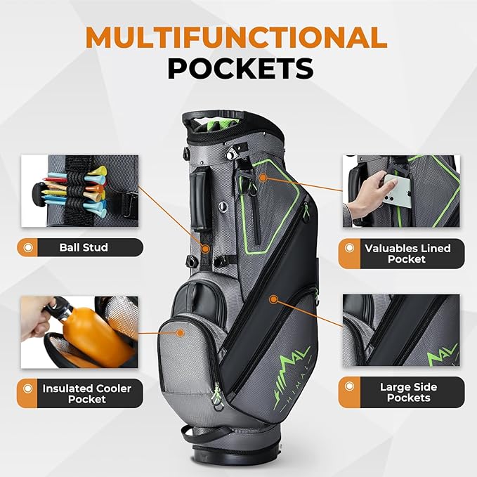 14 Way Dividers Golf Stand Bag Lightweight, Golf Bag for Men Women with Multiple Pockets, Dual Strap and Rain Cover Hood