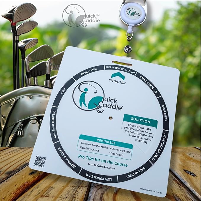Golf Shot Survival Guide - Golf Bag Tag with Pro Tips for Situational Golf - Waterproof Rotating Wheel Design - Golf Training Aid & Rules Reference - Golf Gift for Men & Women