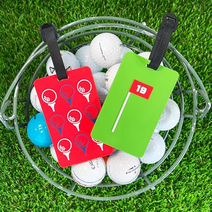 Golf Bag Tag – Golf Balls Design, Flexible & Waterproof Silicone Luggage Tag, Secure Strap for Bag Identification, Great Golf Gift for Players & Enthusiasts