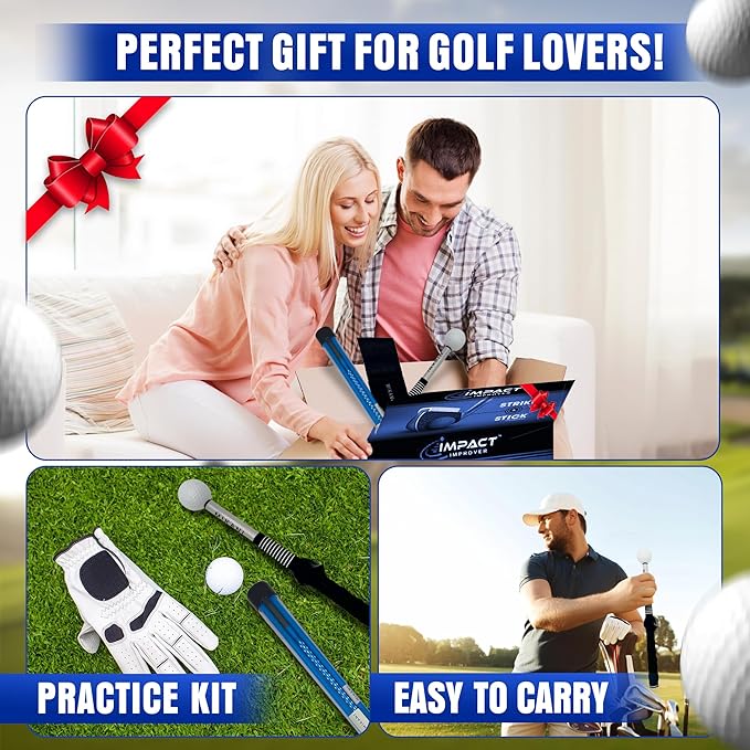 Mikani Retractable Golf Swing Training Aid - Click Stick Swing Training with Golf Grip Trainer | Golf Swing Trainer |Golf Alignment Sticks | Click Sound Tempo Training, Golf Accessories for Golfers