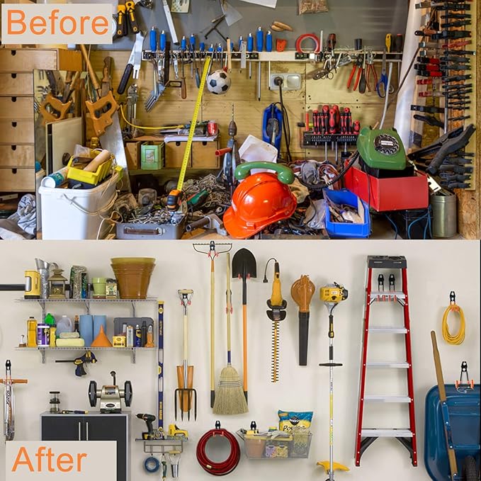 AOBEN Garage Hooks Heavy Duty, Steel Garage Storage Hooks, Utility Tool Hangers and Combinable Wall Mount Garage Hooks for Organizing Ladders, Bikes, Hoses, and More Equipment (Small J, 4 Pack)