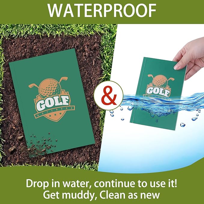1 Pack 4X6 Inch Golf Scorecard Book, Waterproof Golf Club Yardage Book, Golf Log Notebook, Tracks 25 Rounds, Perfect for Men Golfers and Golf Club