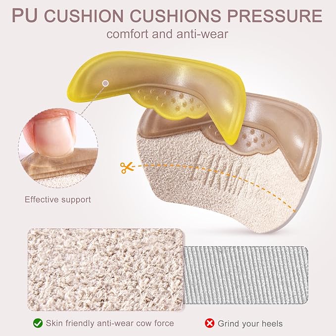Heel Pads for Shoes:That are Too Big, Heel Cushion for Womens Shoes Soft High Heel Comfort Pads Heel Protectors for Loose Shoes, Stop Heel Pain, Heel Blisters(4 Pairs)