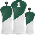 FINGER TEN Golf Club Head Covers for Woods Driver Fairway Hybrid with Interchangeable Number Tag 1 3 5 Premium Leather Headcovers for Women Men