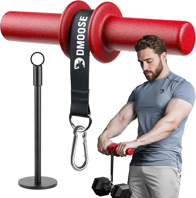 DMoose Fitness Forearm Strengthener & Wrist Roller - 2 in 1 Arm Exerciser with Non-Slip Premium Grip, Durable Nylon Rope - Helps with Elbow Tendonitis, Wrist Recovery & Strength Training (Patented)