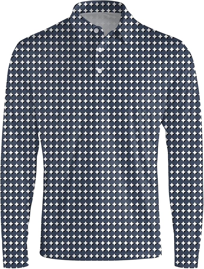 Men's Long Sleeve Golf Shirt Quick Dry 3 Button Work Fishing Outdoor Casual Collar Shirt