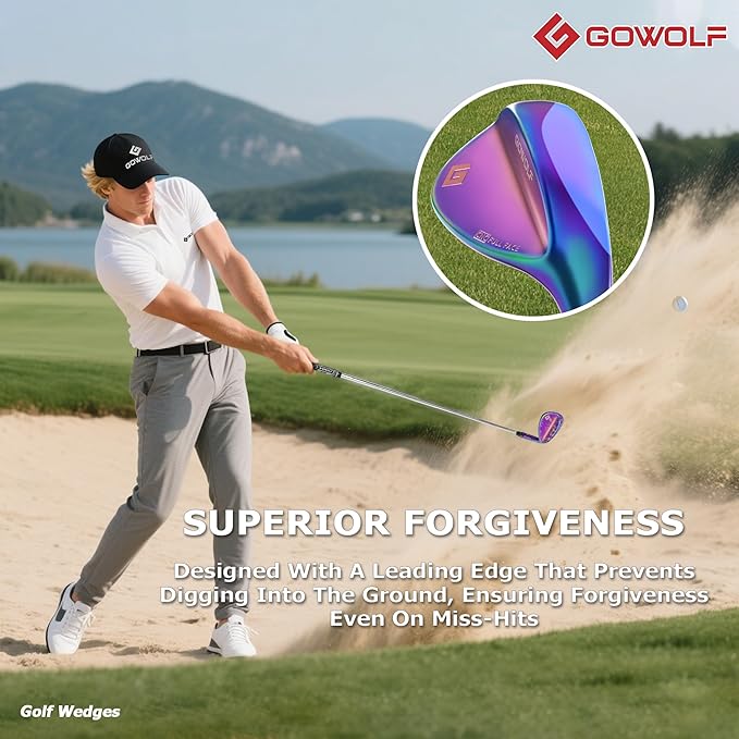 Gowolf Forged Golf Wedges 50/52/54/56/58/60/69 Degree Single or Sets for Men, Right Hand Premium Full Face Gap Wedge Sand Wedge Lob Wedge Golf Club, Great Golf Gifts - CNC Milled Face for More Spin