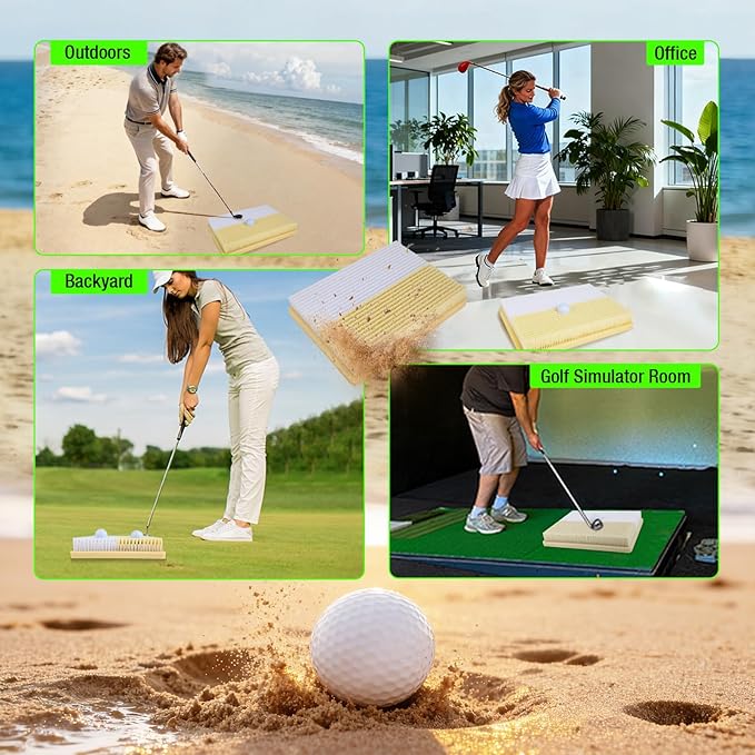 15.7" x 11.8" Golf Bunker Mat - Portable & Sturdy High-Performance Golf Practice Mat for Bunker Shots, Indoor & Outdoor Sand Chipping Mat- Perfect for Beginners, Pros, and Simulator Training