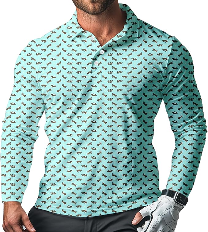 Men's Long Sleeve Golf Shirt Quick Dry 3 Button Work Fishing Outdoor Casual Collar Shirt