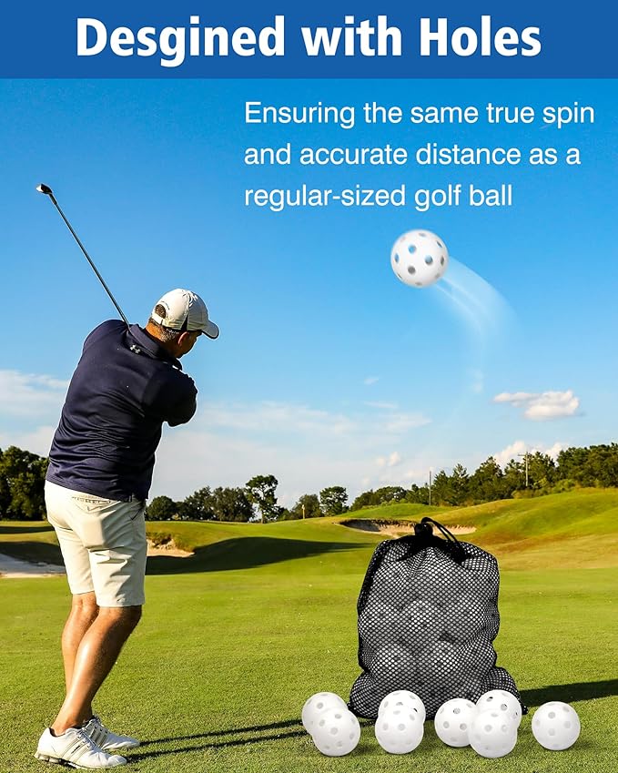 35 Pack Practice Golf Balls Limited Flight Plastic Golf Balls 42mm Practice Golf Balls for Backyard Golf Training Balls for Swing Practice, Airflow Hollow (Multiple Colors)