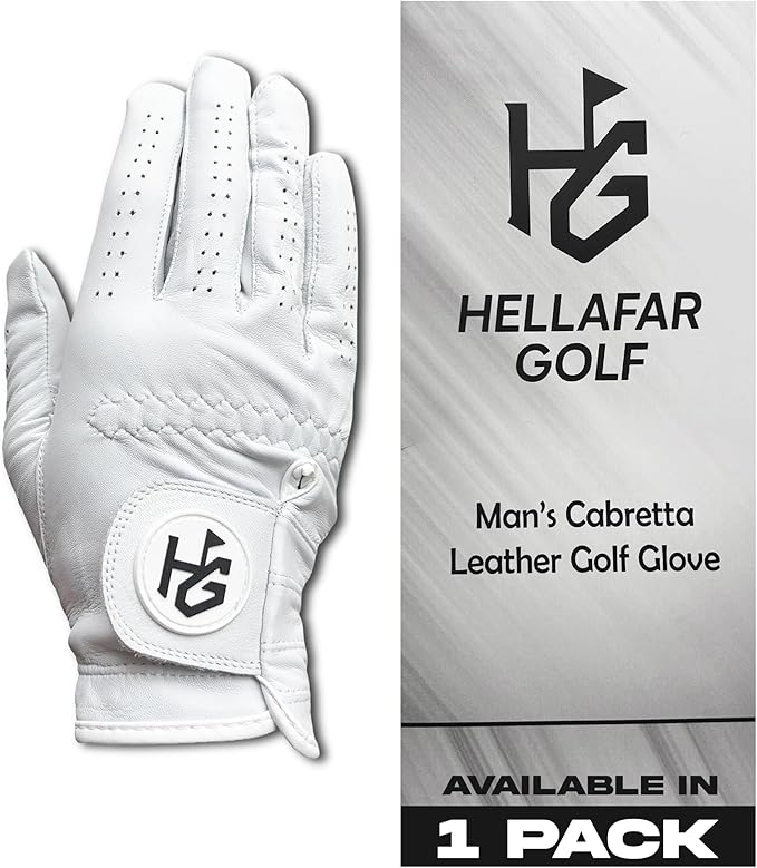Men’s Golf Glove + 24 Yellow Almost Golf Practice Balls + Poker Chip Ball Marker – Cabretta Leather Glove + Practice Golf Balls