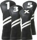 Golf Club Covers,4pcs or 1pc Golf Headcovers for Woods and Driver Fairway Hybrids Women Men - Premium PU Leather with Interchangeable Tags & Magnetic Blade and Mallet Putter Covers