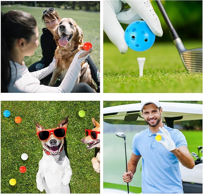 Tradder 120 Pcs 42mm Practice Golf Balls Hollow Sports Golf Training Balls Multicolor Plastic Golf Balls for Backyard Indoor Outdoor Driving Range Training Swing Practice
