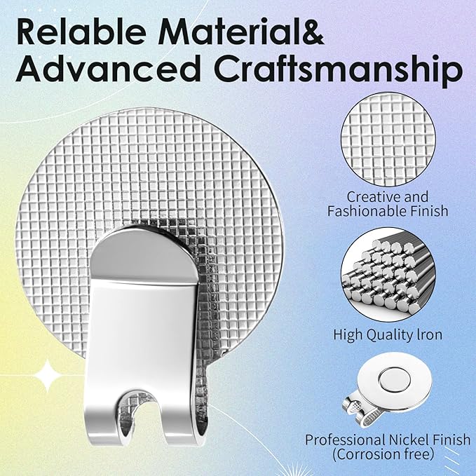 6 Pcs Golf Hat Clips Magnetic Ball Marker Holders Ball Markers Caps Professional Training Aids Accessories for Golf Hats Caps Pants Gloves Bags (Ball Marker Not Included)